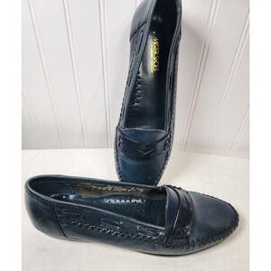 Mister Shoes Womens Penny Loafers 10M Teal Leather Brazil Classic Preppy Office